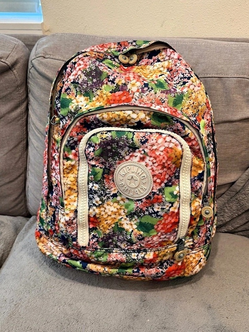 Kipling BP35604L15 Floral Print Backpack Multicolor & Green